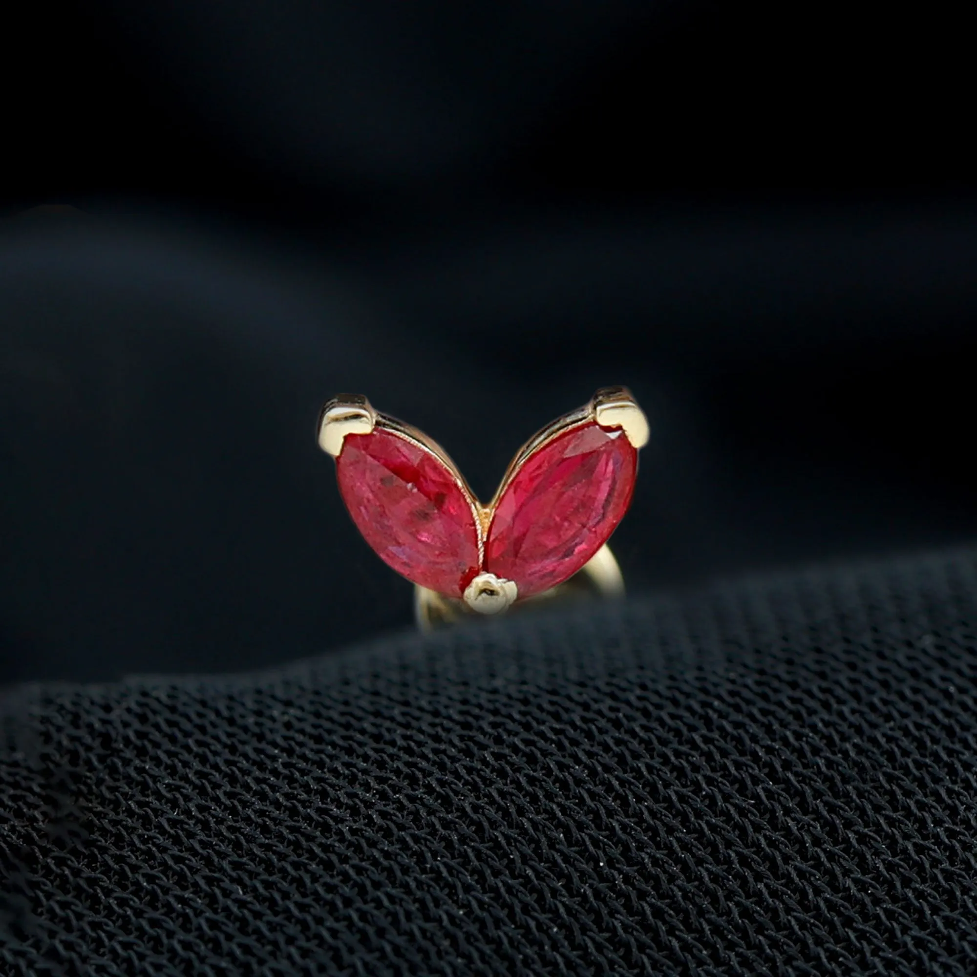 Marquise Ruby Two Stone Cartilage Earring