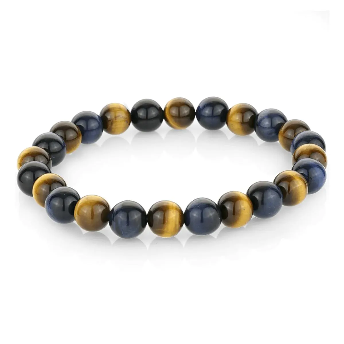 MEN'S BLUE AND YELLOW TIGER EYE BRACELET