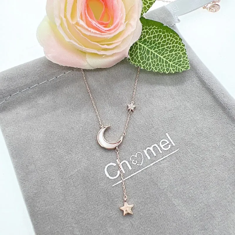 Moon & Star Mother of Pearl Necklace