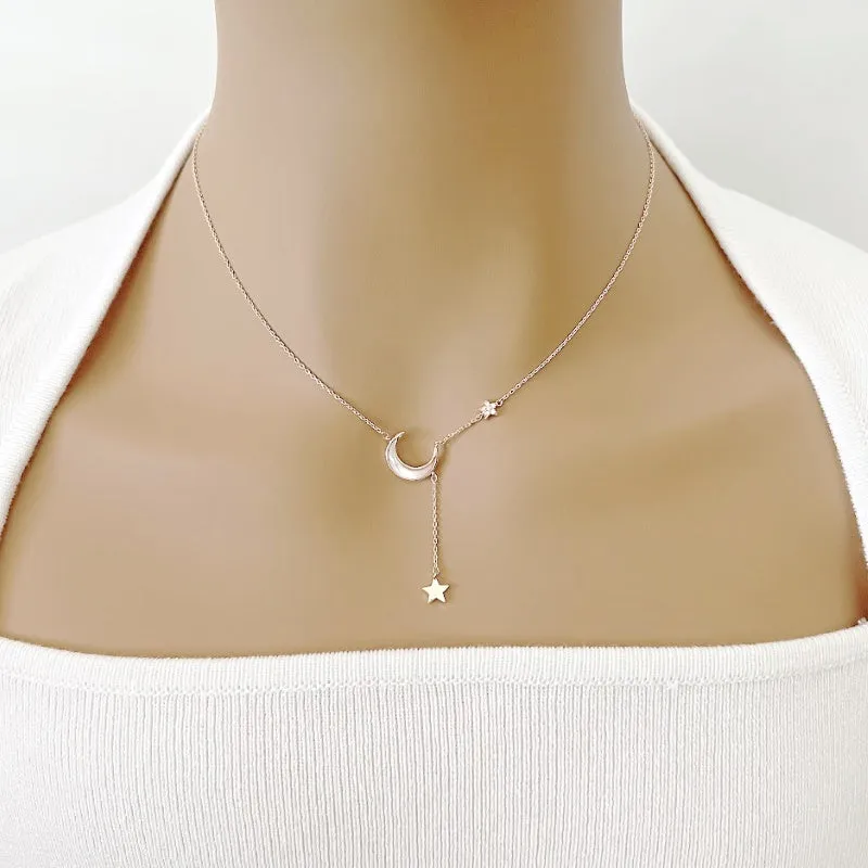 Moon & Star Mother of Pearl Necklace