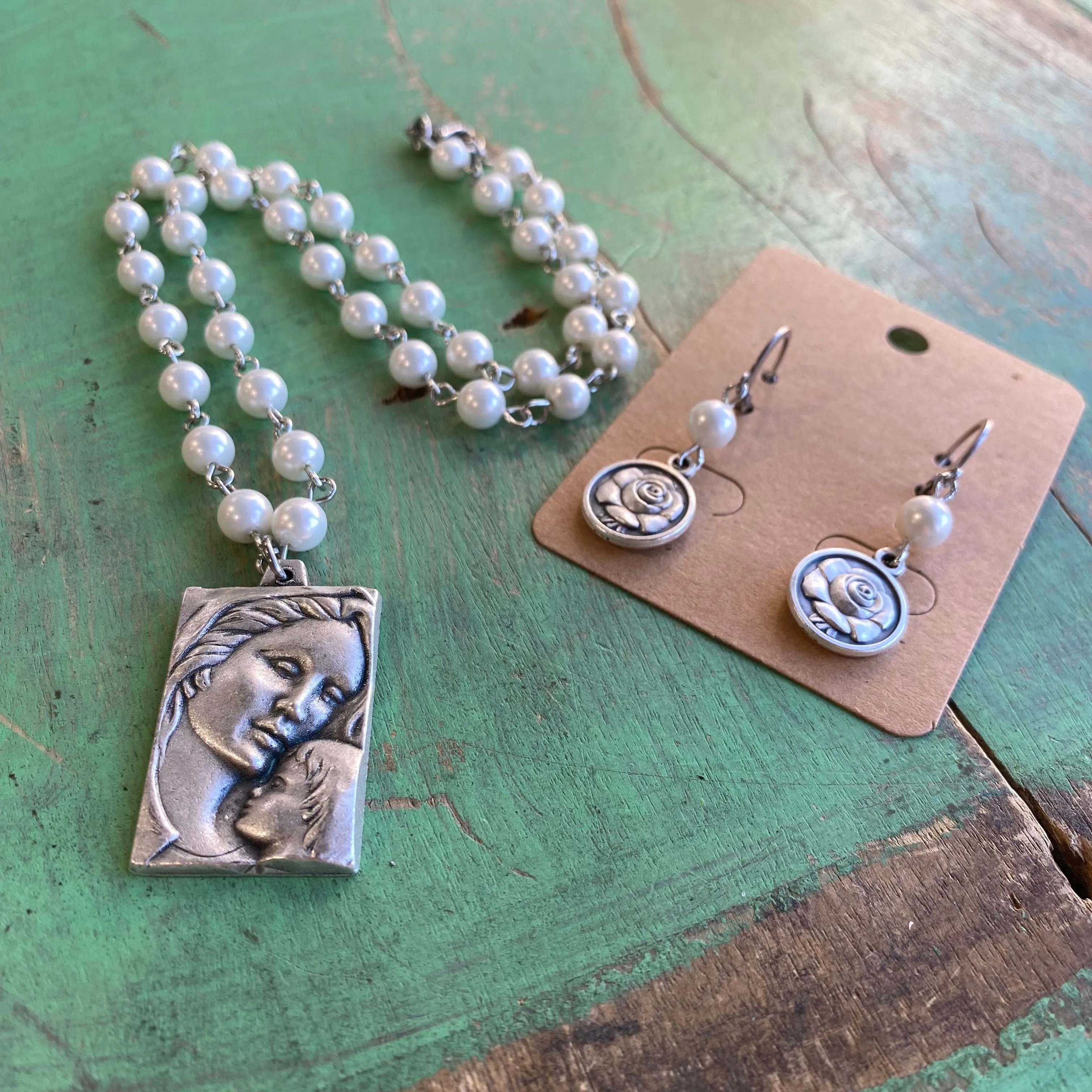 Motherly Love Pearl Necklace and Earrings