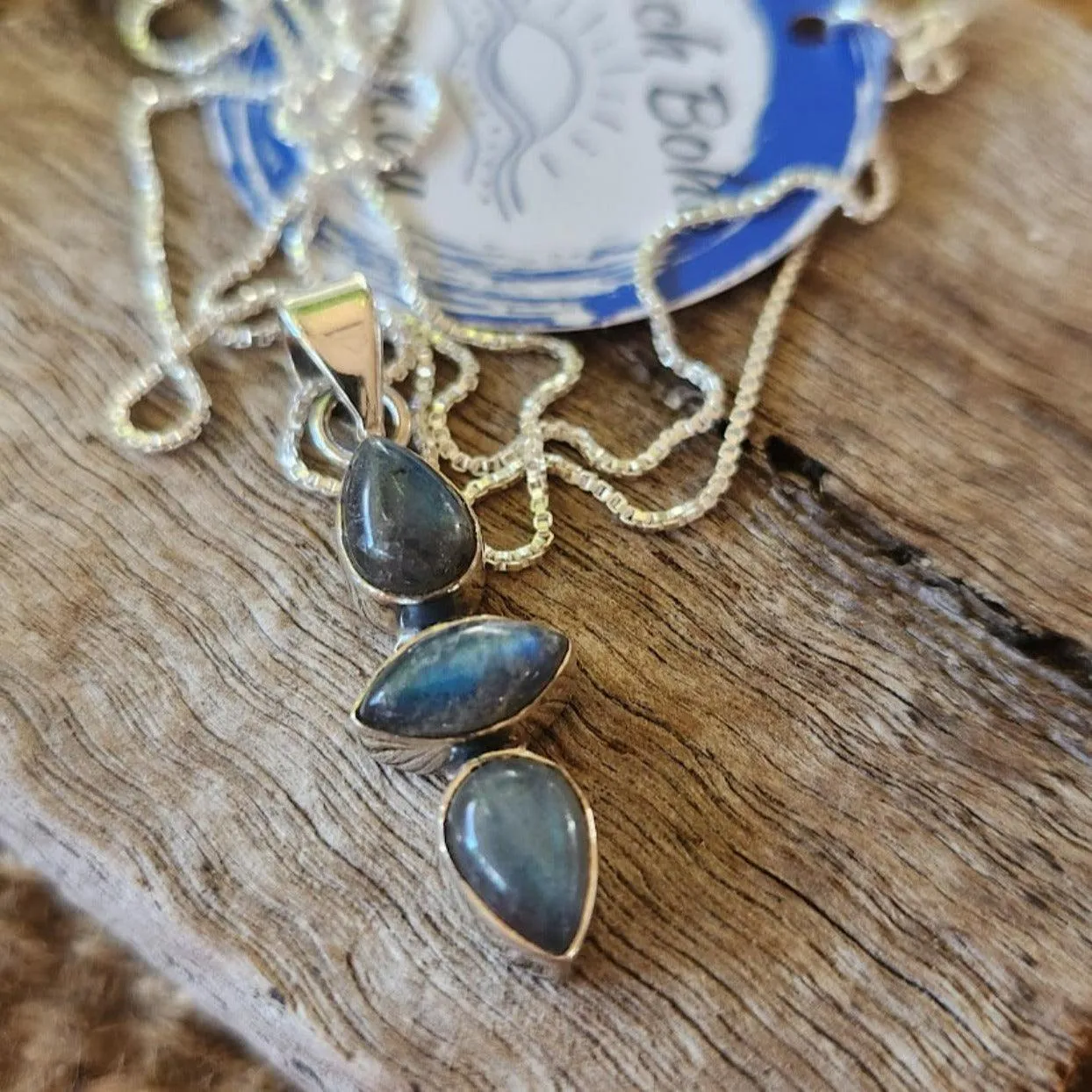 OPTIMISTISM - LABRADORITE 3 STONE 925 NECKLACE