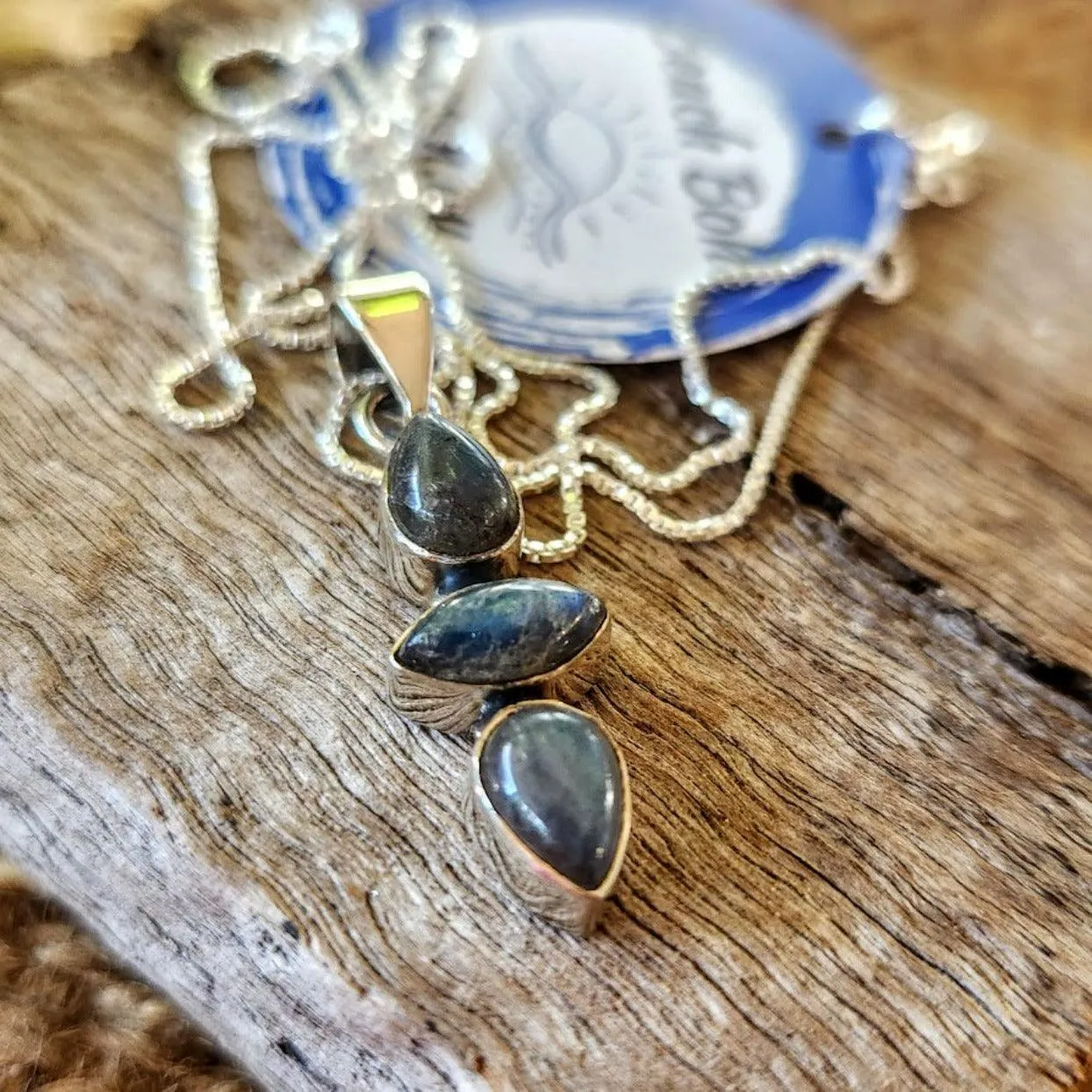 OPTIMISTISM - LABRADORITE 3 STONE 925 NECKLACE