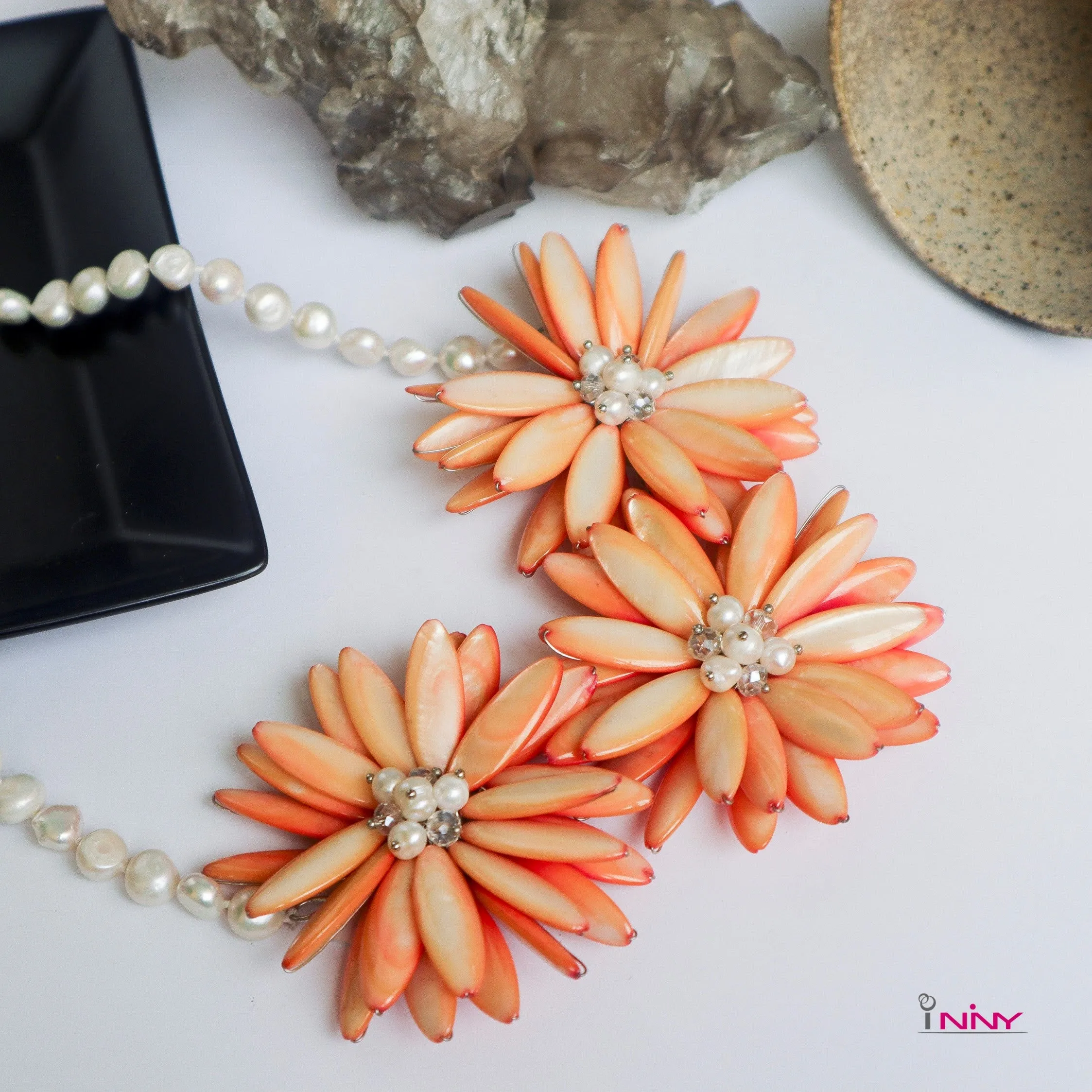 Orange Flower MOP Necklace