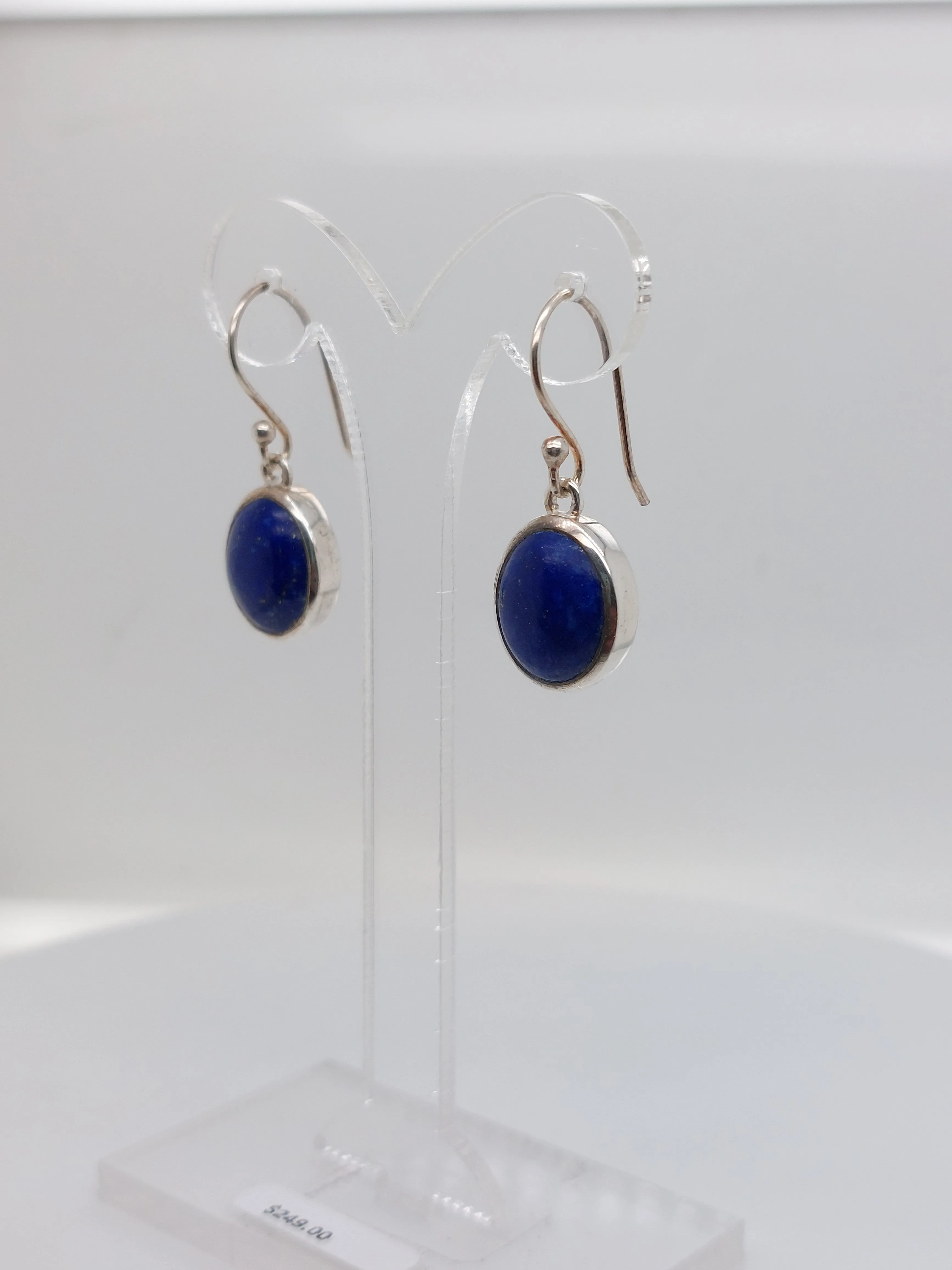 Oval Lapis Drop Earrings