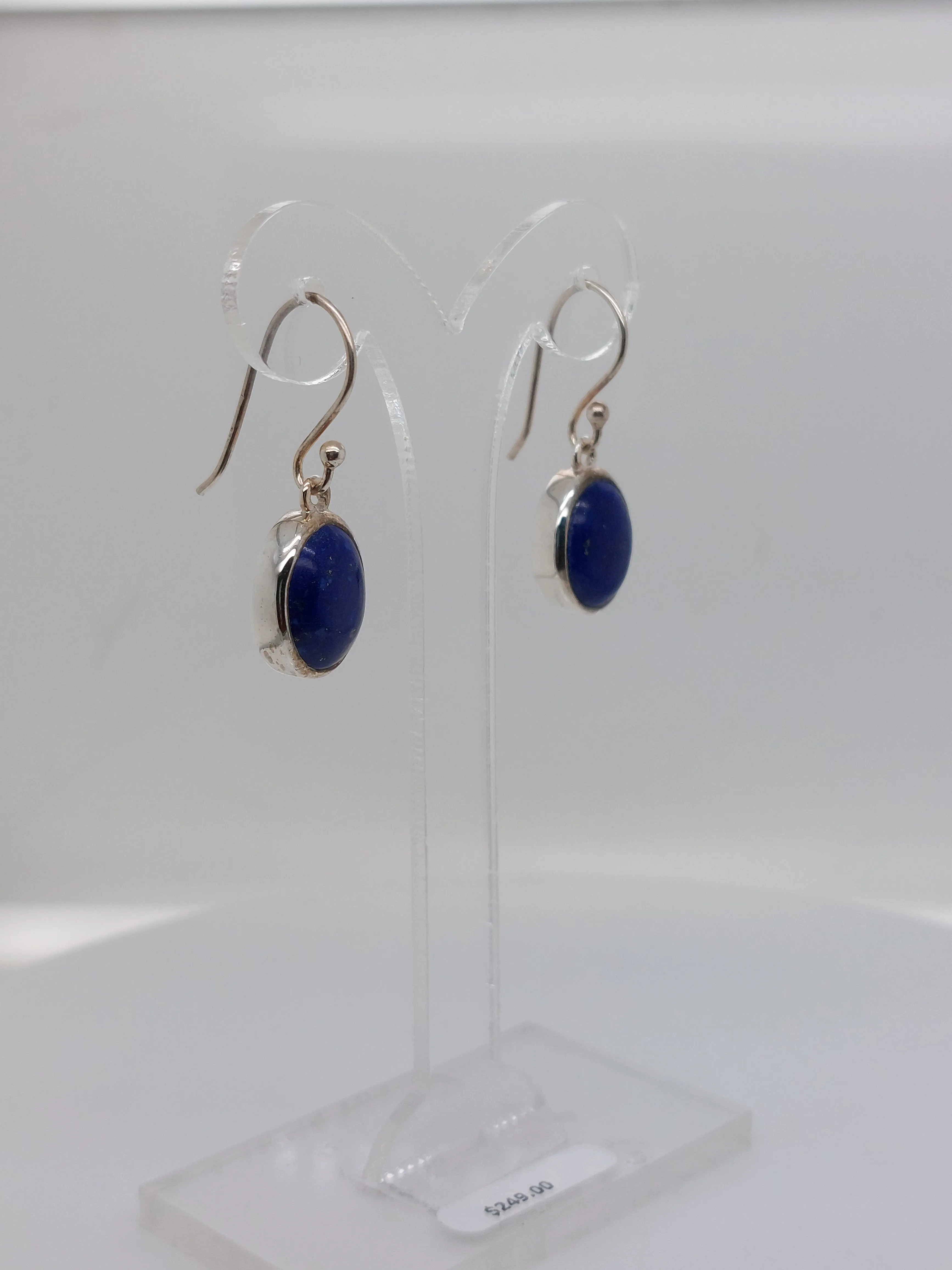 Oval Lapis Drop Earrings