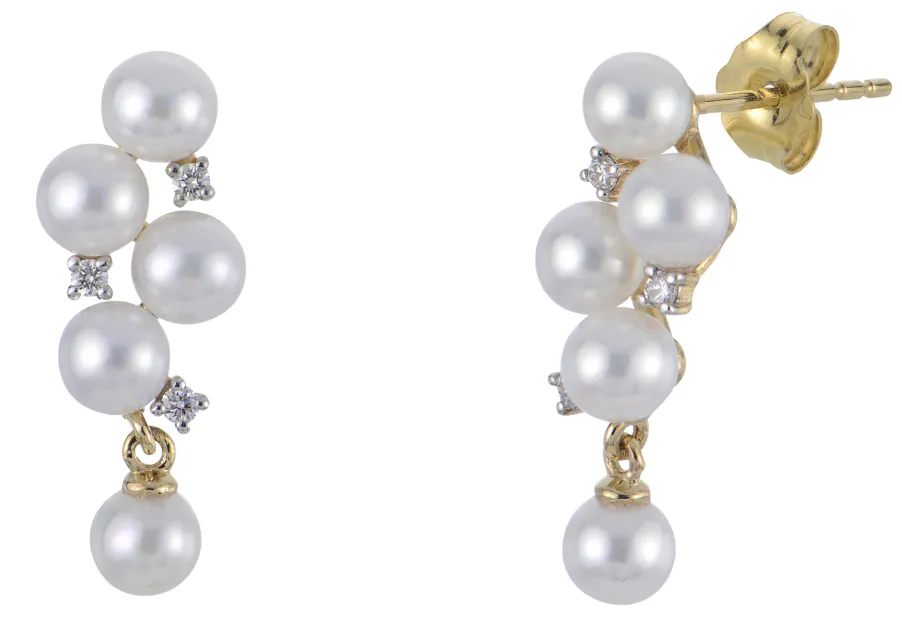 Pearl & Diamond Dangle Earrings