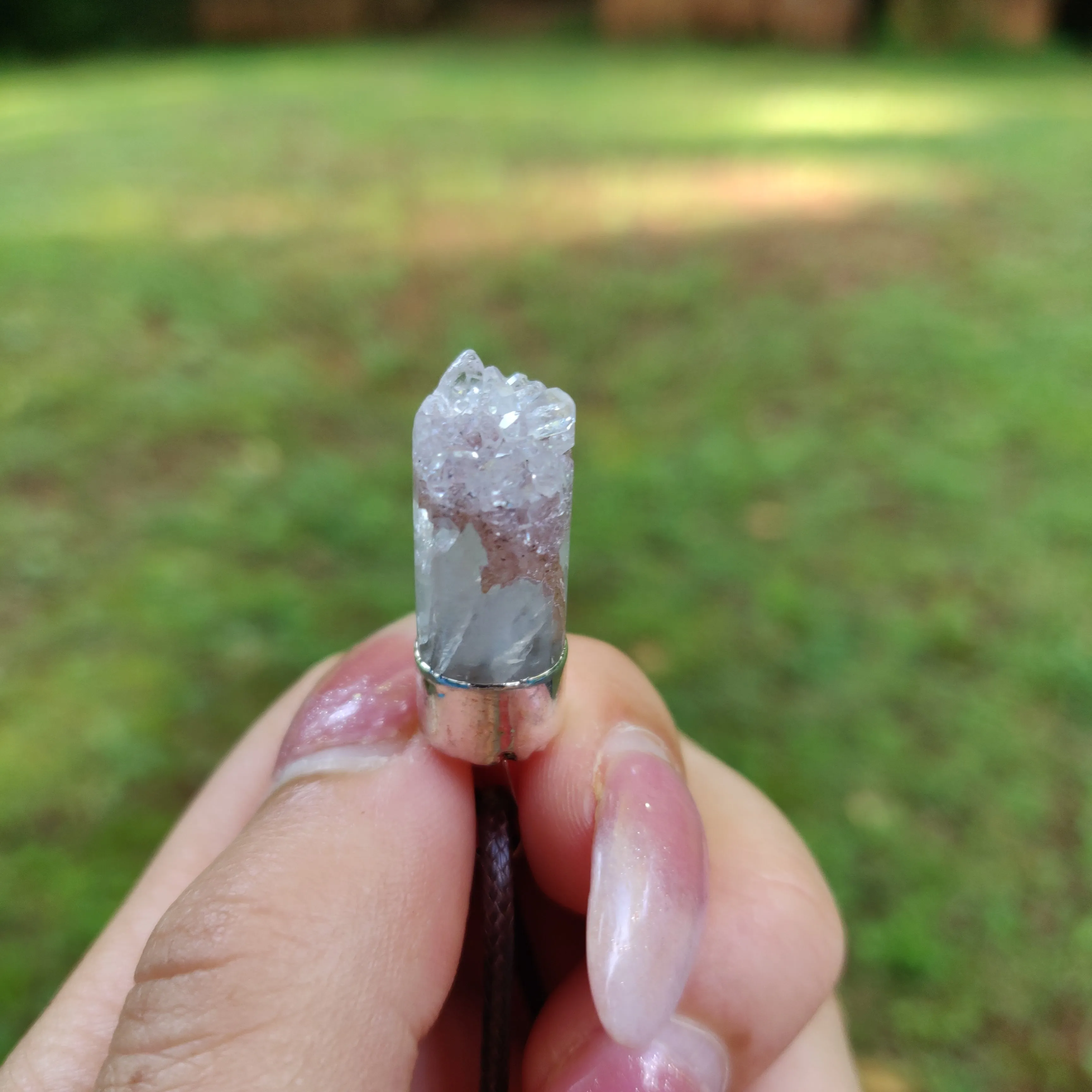 Quartz Cylinder Pendant with Rainbows includes a FREE Cotton Cord Necklace (#1)