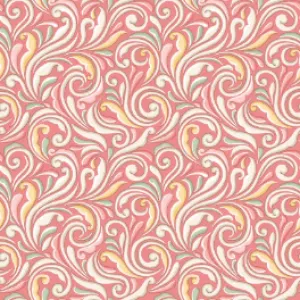Regal Rose Scroll Pink Yardage