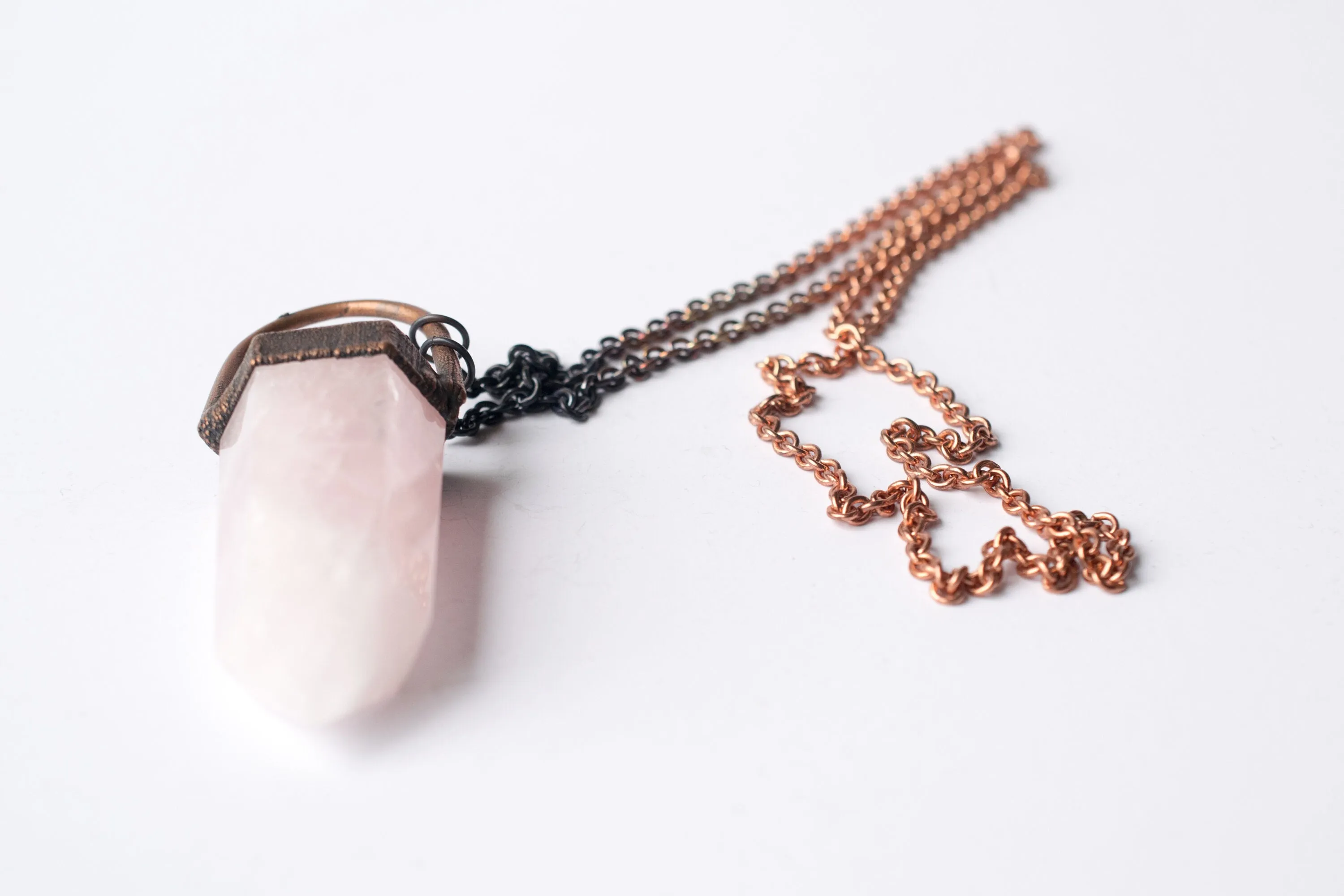 Rose Quartz crystal necklace | Electroformed crystal necklace