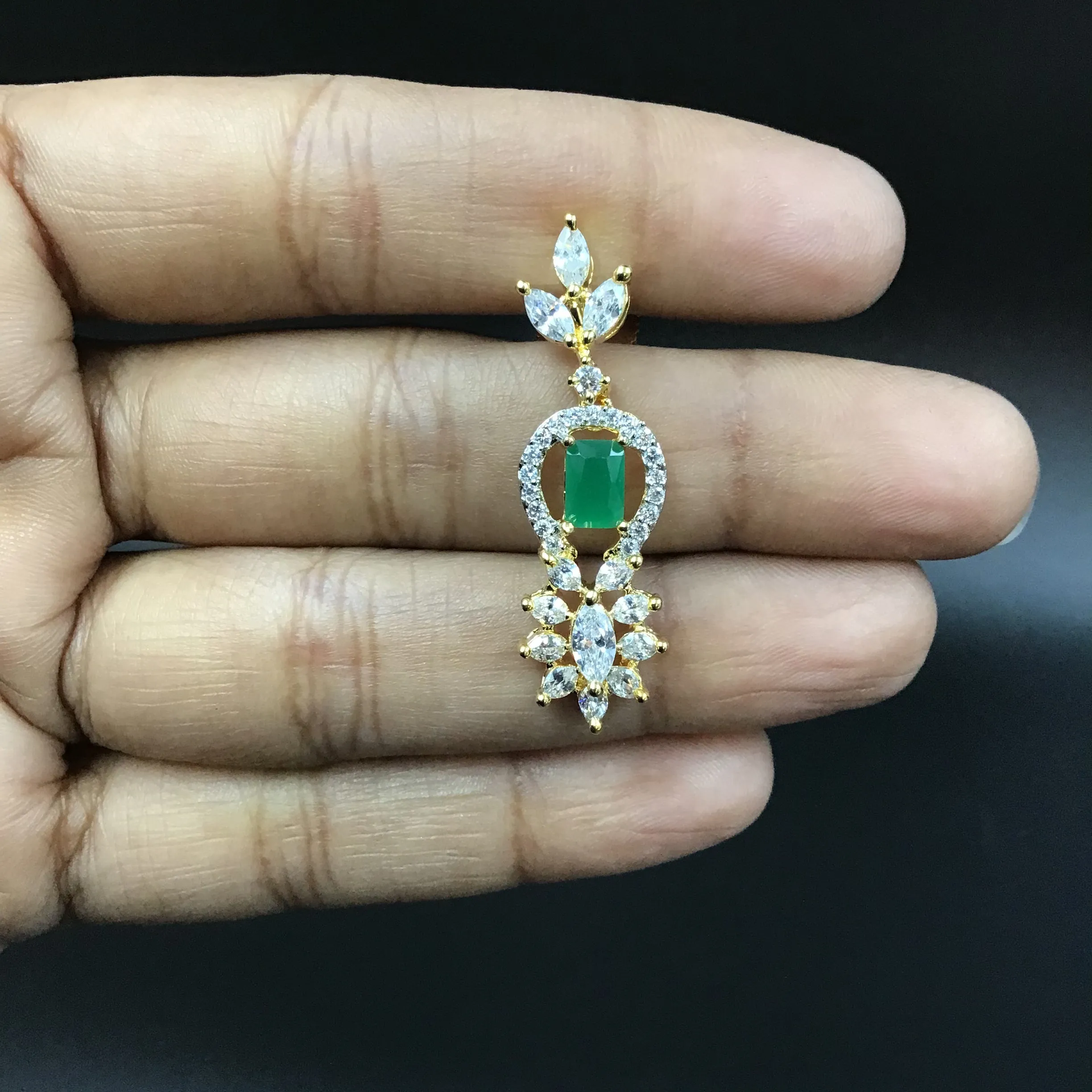 Round Neck Zircon/AD Necklace Set 3159-11