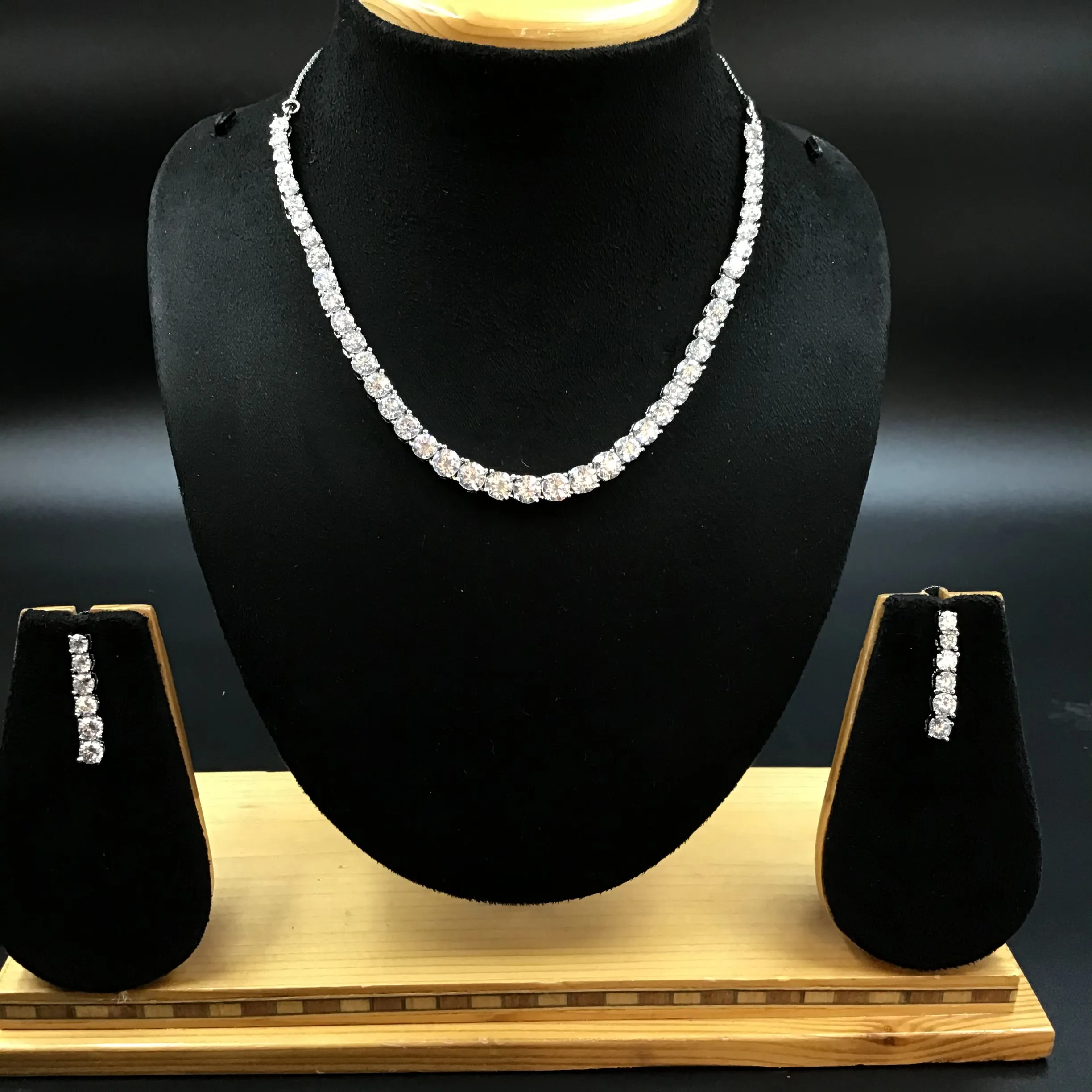 Round Neck Zircon/AD Necklace Set 3167-11