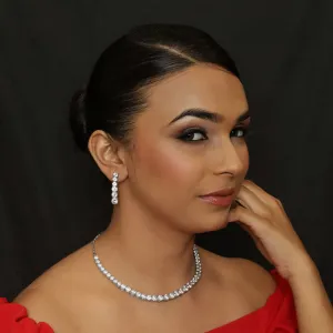 Round Neck Zircon/AD Necklace Set 3167-11