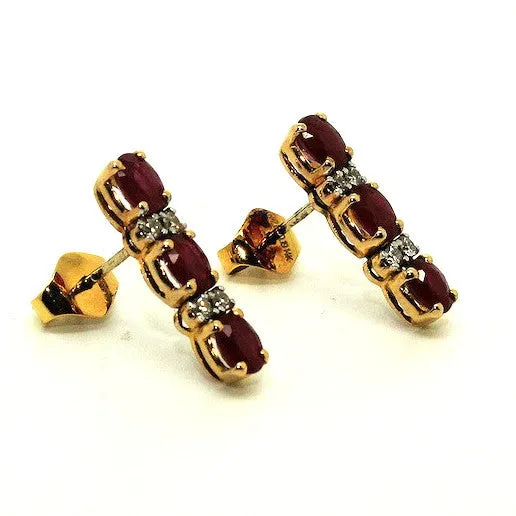 Ruby & Diamond 3-stone Earrings