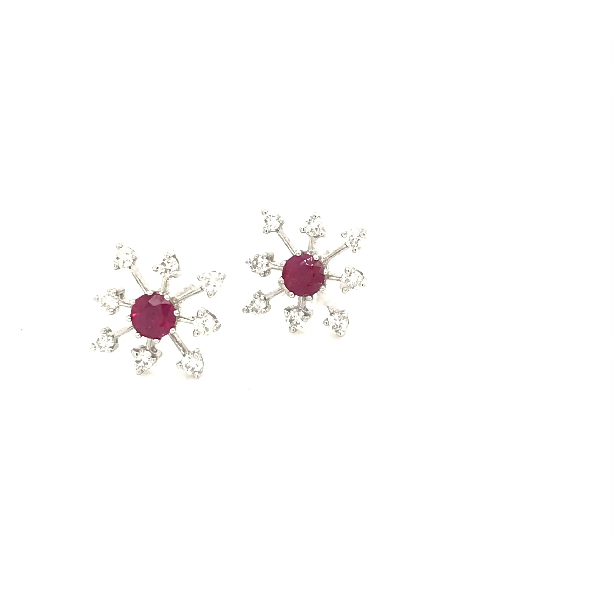 Ruby & Diamond Sunburst Stud