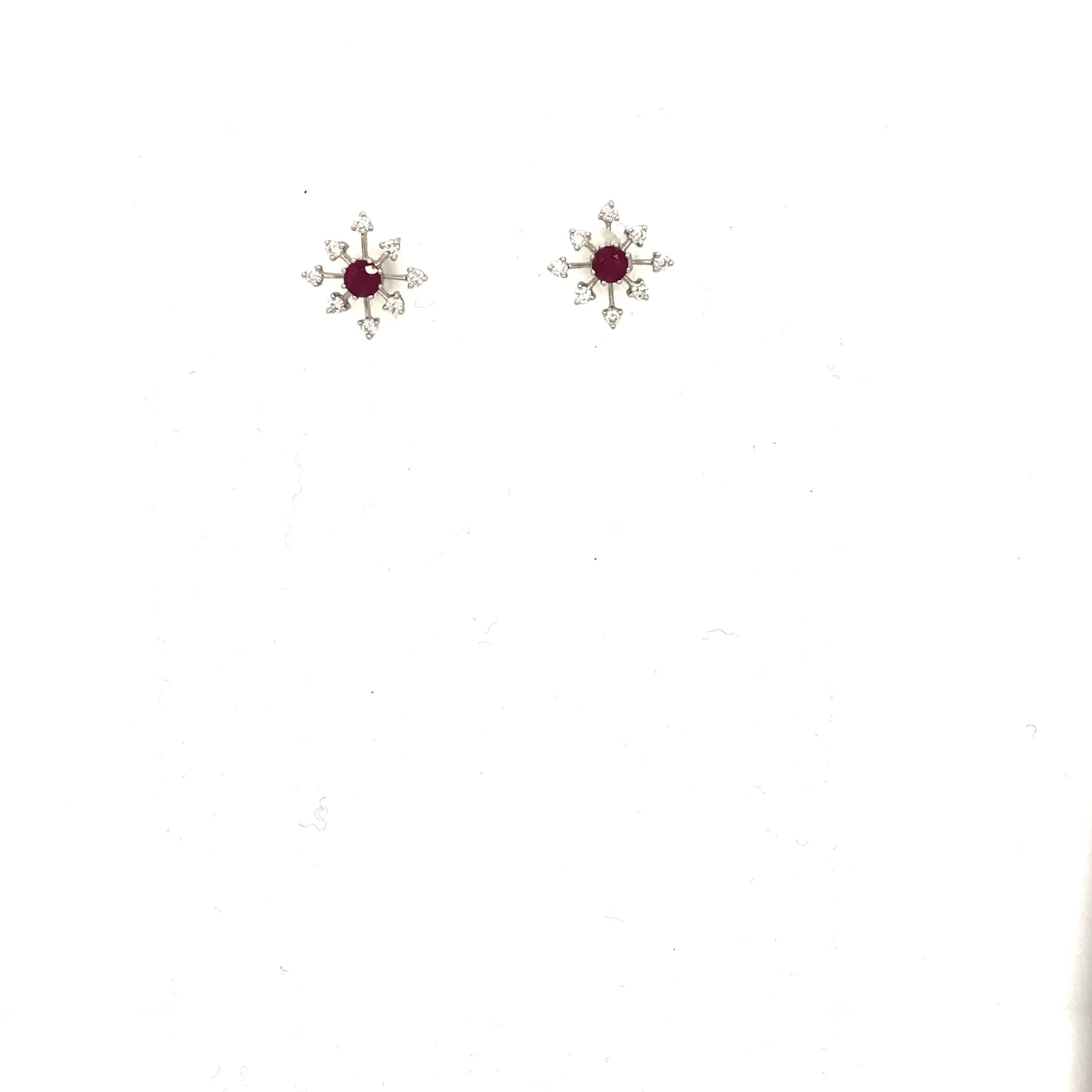 Ruby & Diamond Sunburst Stud