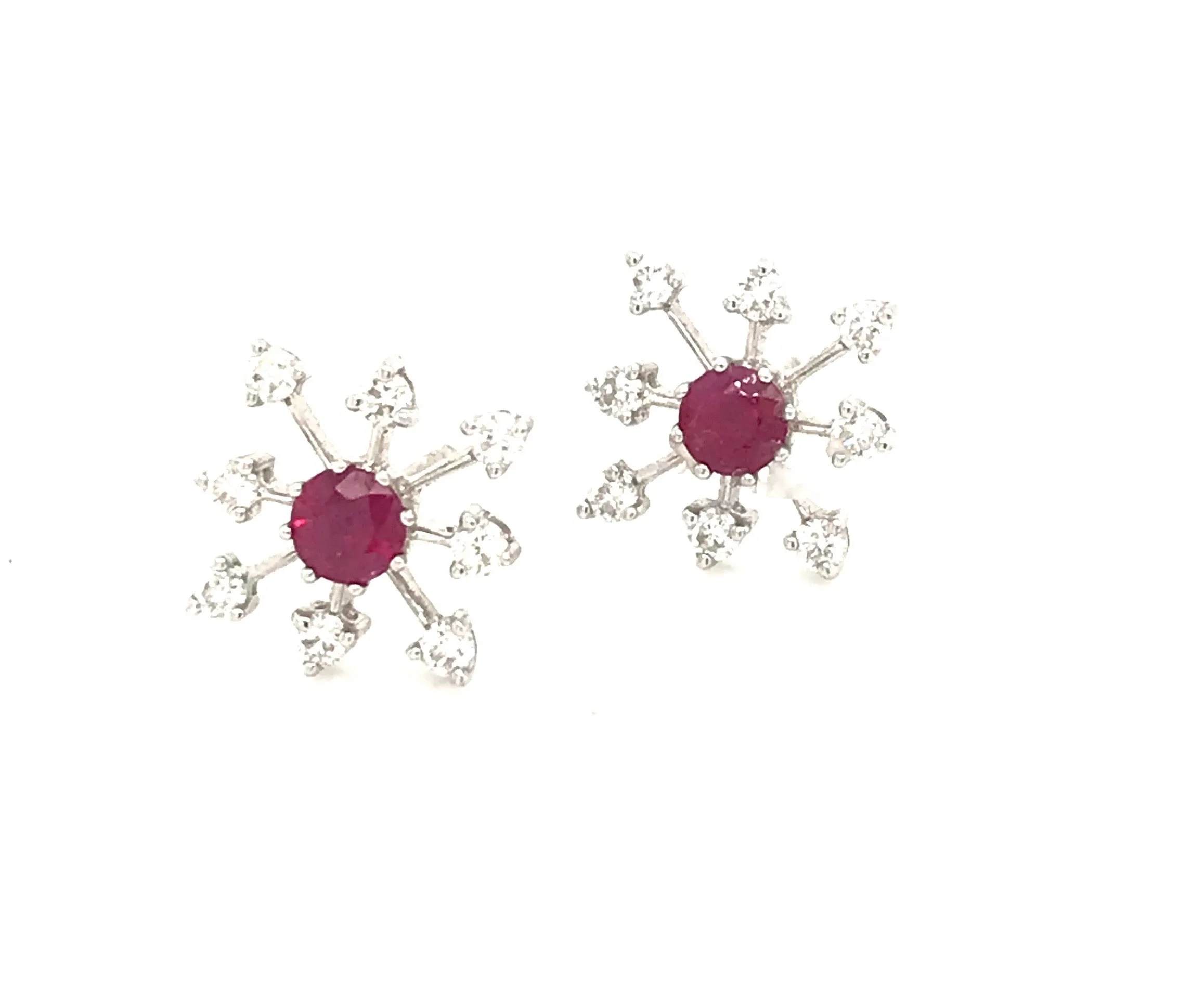 Ruby & Diamond Sunburst Stud