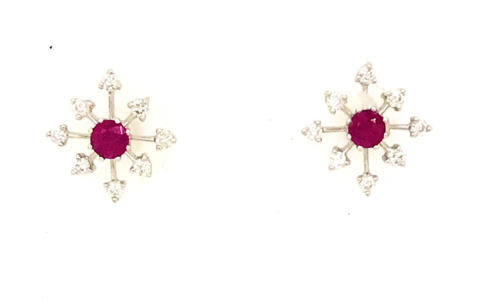 Ruby & Diamond Sunburst Stud