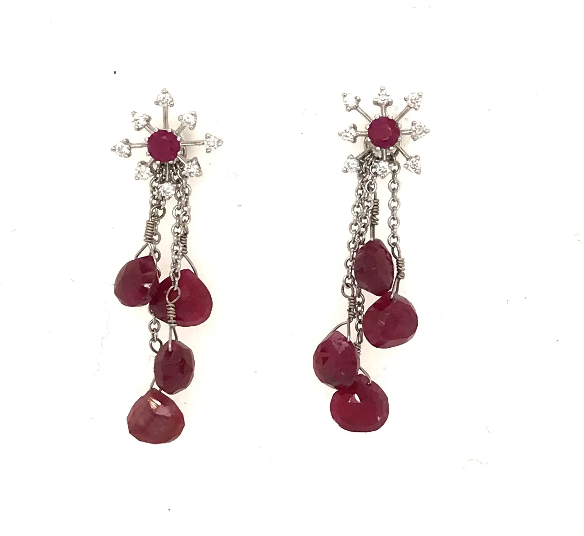 Ruby & Diamond Sunburst Stud