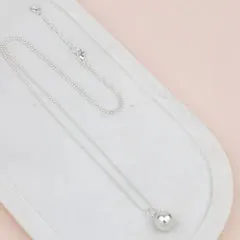 Silver Single Drop Pearl Necklace**