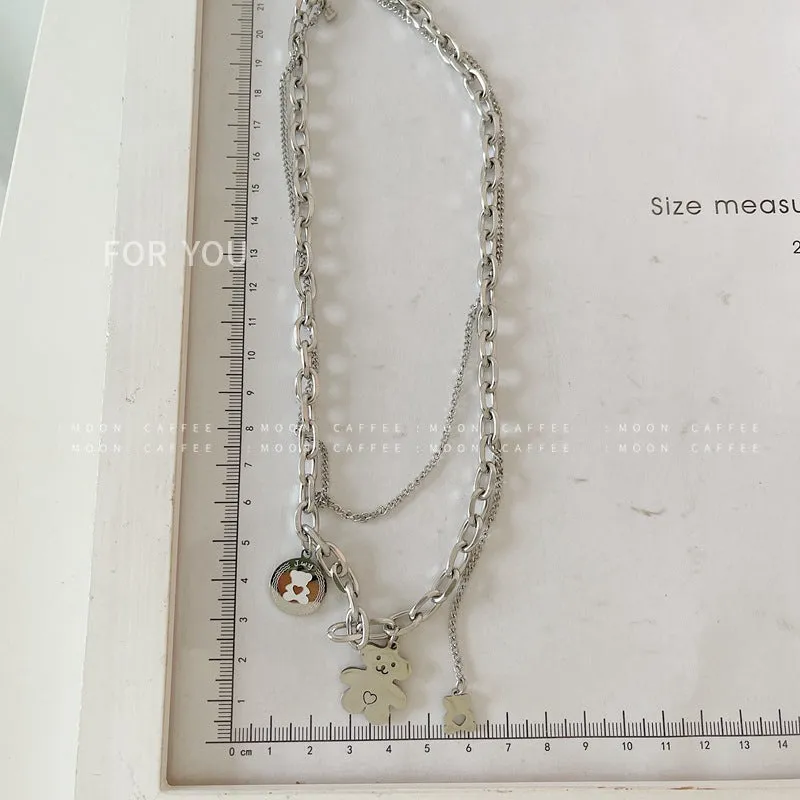 SISSLIA 2024 High Quality Titanium Steel Bear Casual Punk Cartoon Fun Necklace for Woman