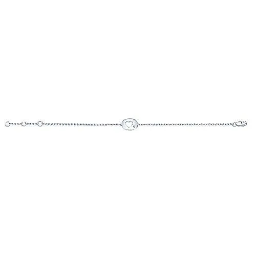 Sterling Silver Chain Bracelet with Diamond Cutout Heart Charm