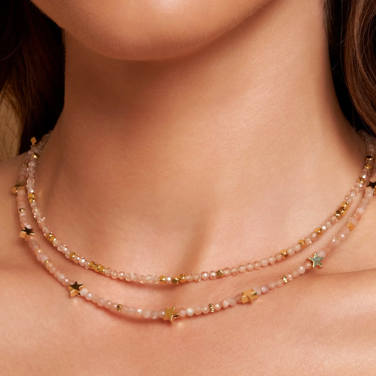 Superstar Gemstone Necklace - Rose Quartz