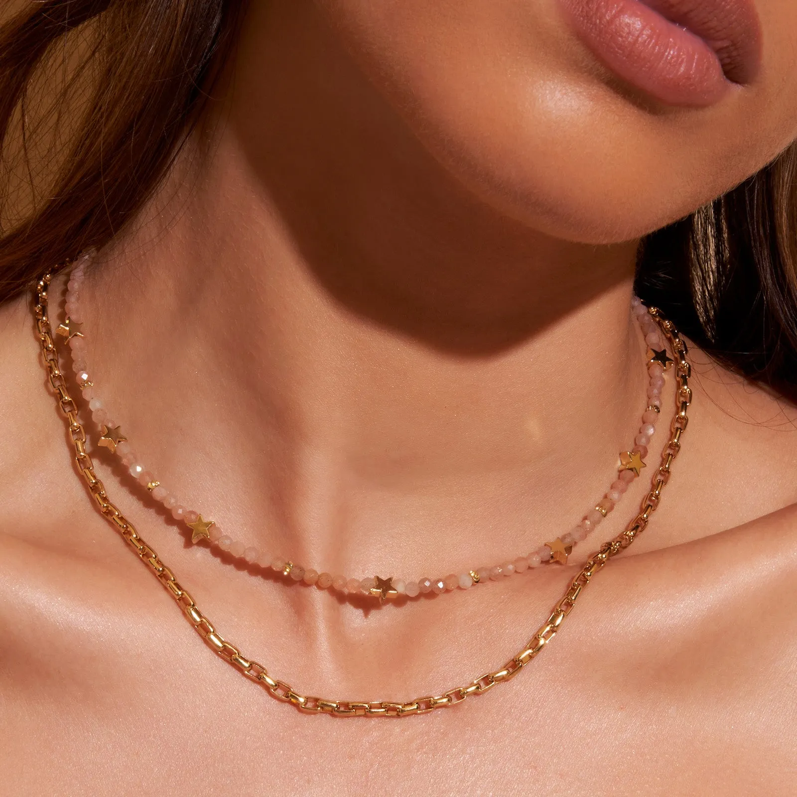 Superstar Gemstone Necklace - Rose Quartz