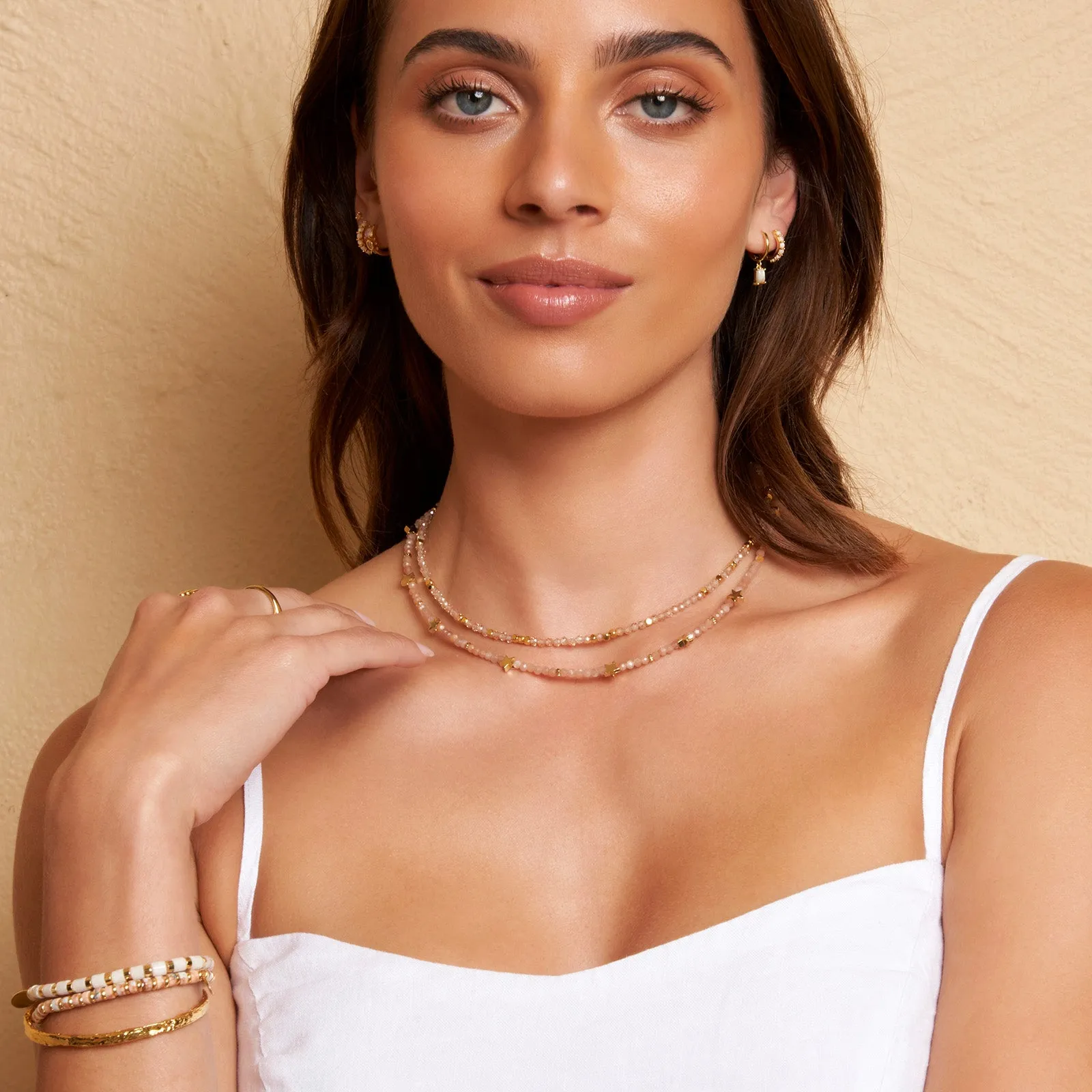 Superstar Gemstone Necklace - Rose Quartz