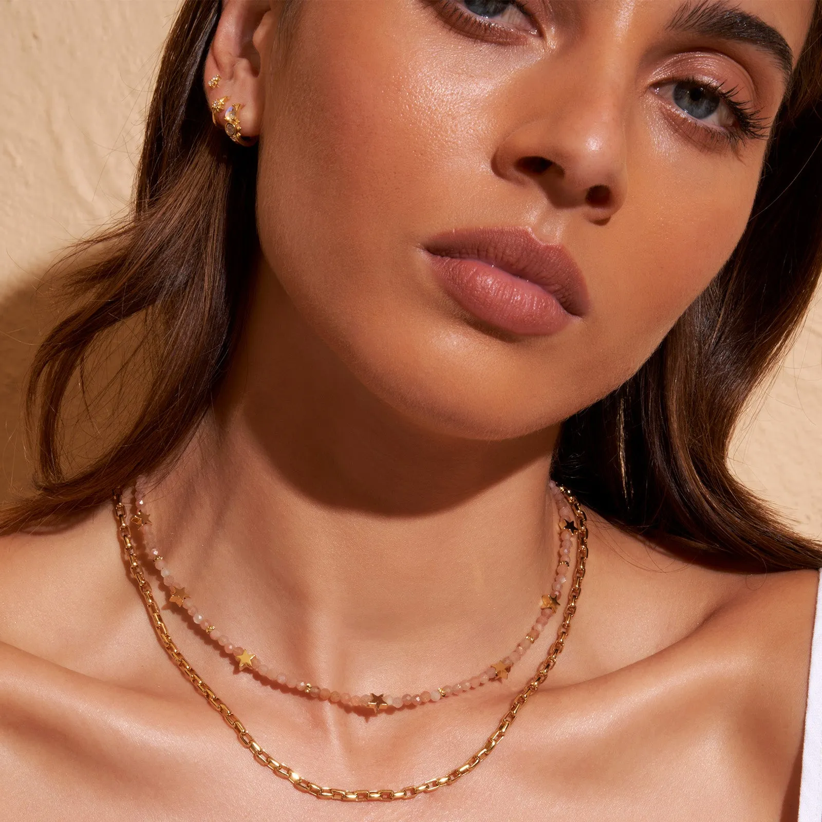 Superstar Gemstone Necklace - Rose Quartz
