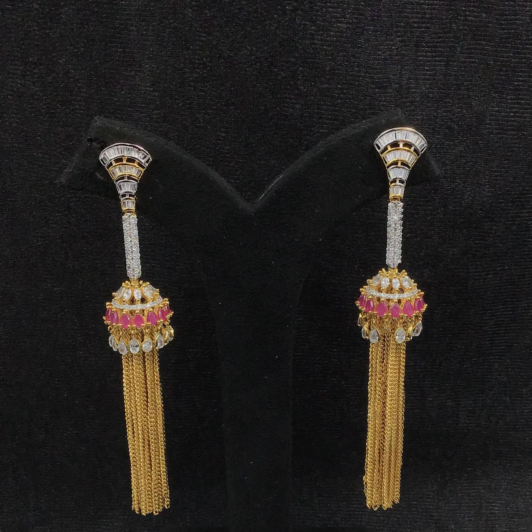 Tassles Long Jhumki Zircon/AD Earring 8865-100