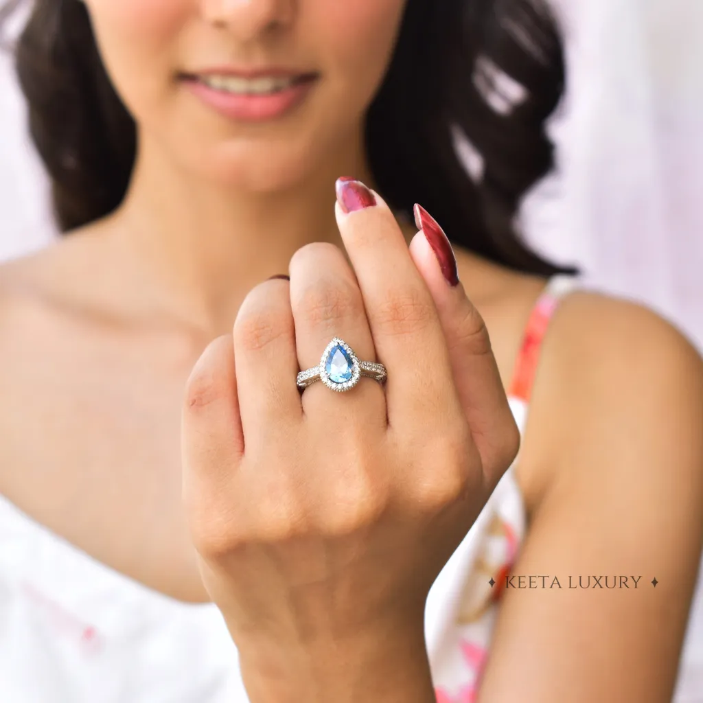 Teardrop Delight - Blue Topaz Ring