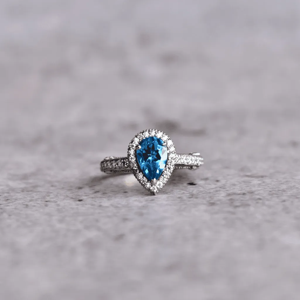Teardrop Delight - Blue Topaz Ring