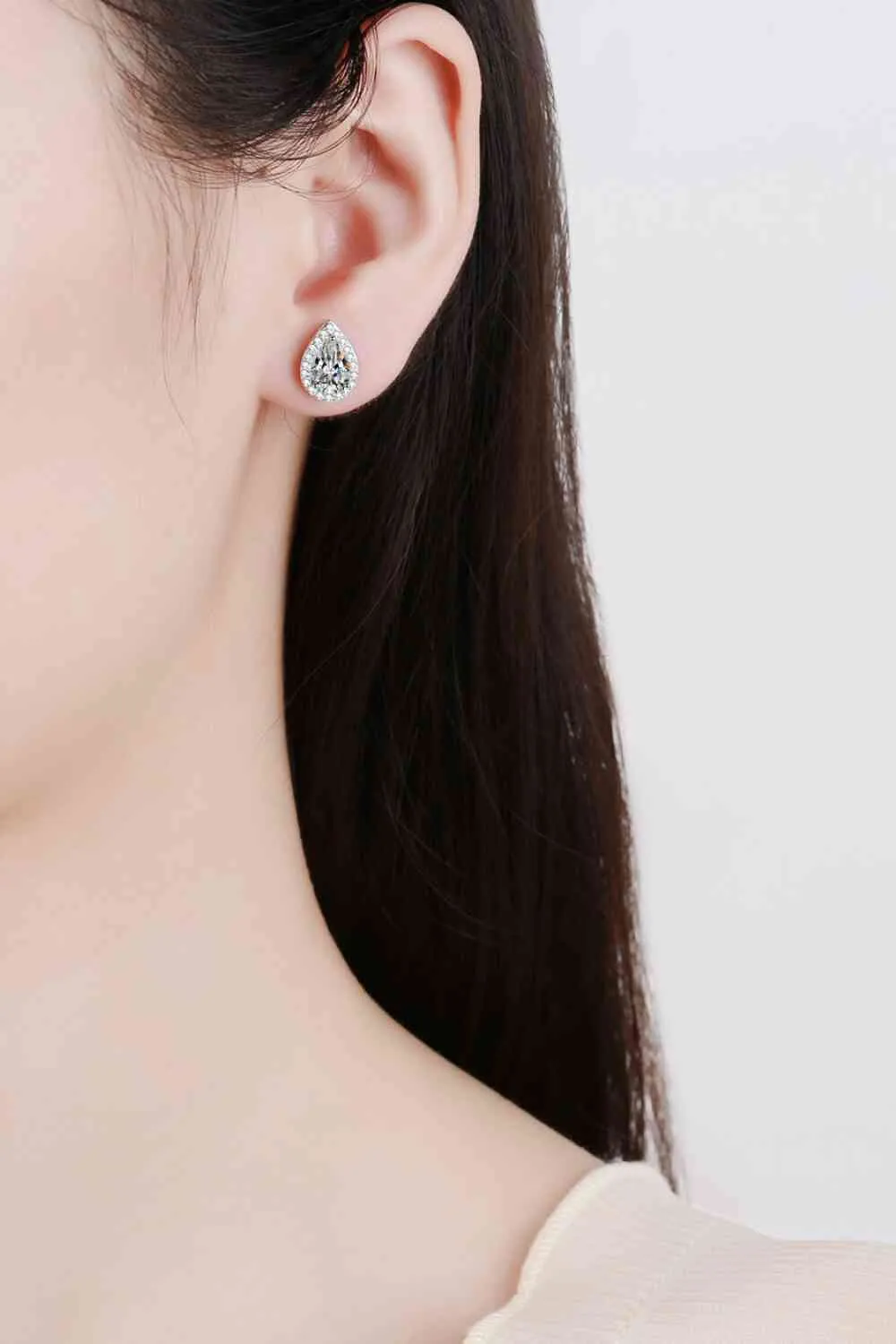 THE BRIDGETTE One Carat Moissanite Teardrop Stud Earrings